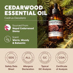 KUKKA Cedarwood Essential Oils - 4 Fl Oz - for Hair, Skin, Diffuser, Aromatherapy & DIY Soap Making Scent