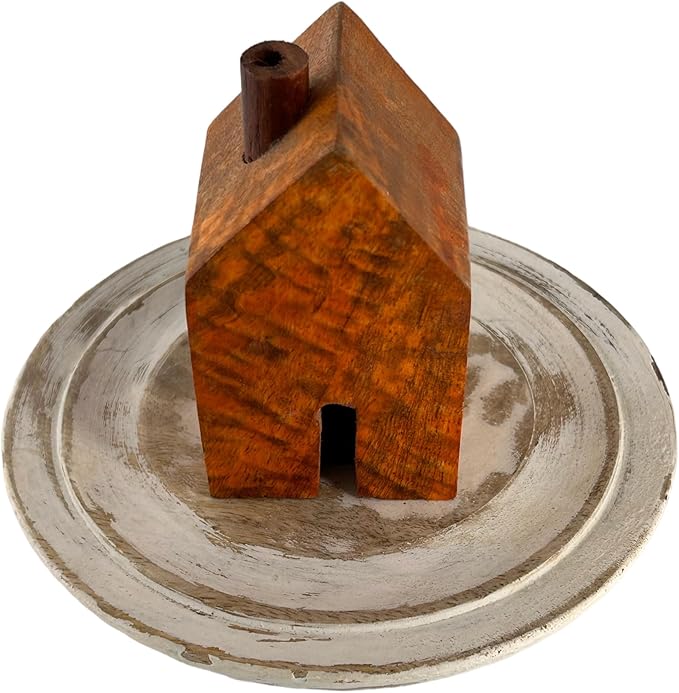 S.B ARTS Incense Holder for Sticks, Insence Stick Holder Ash Catcher for Table Decorations and Gifting - Wooden Incense Tray for Sticks - Home Decor Gifts (Brown Hut)