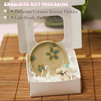 Handmade Ceramic Incense Holder for Sticks, Incense Plate for Stick with Ash Catcher Anti-ash, Incense Burner for Meditation Yoga Spa Aromatherapy Home Room Decor Easily Grab Ash