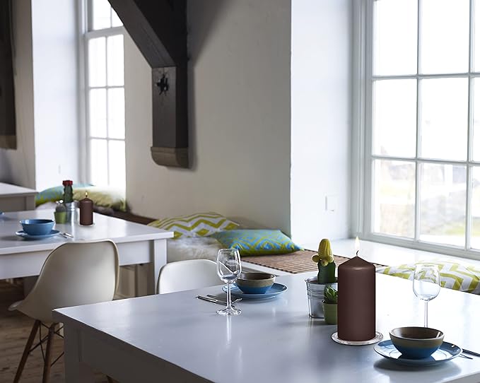 BOLSIUS 8 Maroon Pillar Candles - 2.75 x 5 Inches - Premium European Quality - Individually Wrapped - 43 Hours Burn Time - Dripless & Smokeless - Unscented Dinner, Wedding, Party, & Restaurant Candles