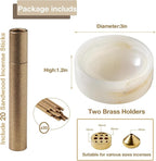 Pearly Onyx Japanese Incense Holder for Sticks, Cone Ash Catcher Bowl,Marble Incense Stand Set with Sandalwood Sticks & 2 Brass Burners, Minimalist, Zen, White