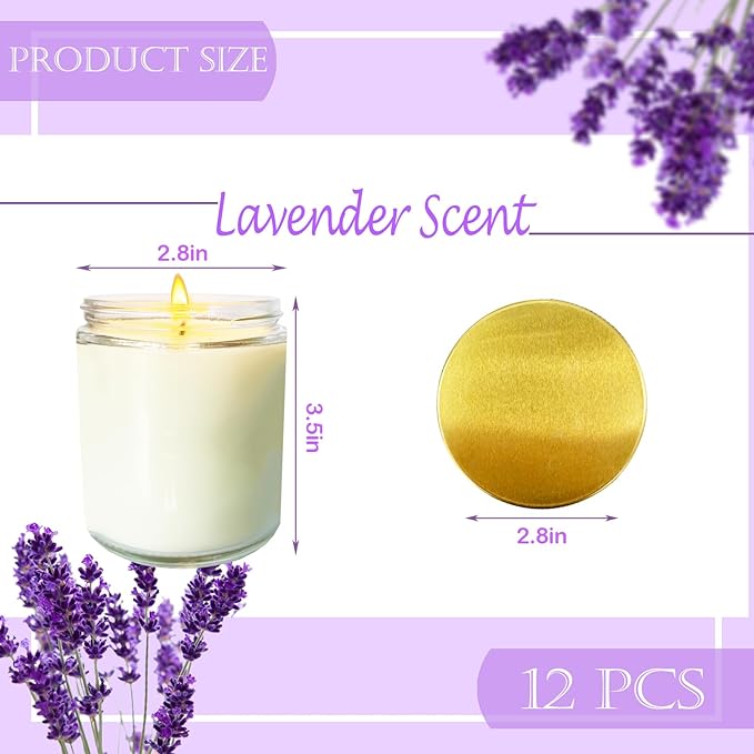 12 Pcs 8 Oz Bulk White Soy Candles,Lavender Scented Candles Set,Bulk Aromatherapy Candle,Great Stress Relieving Scented Candle for Girls as a Gift for Birthdays, Weddings and More!