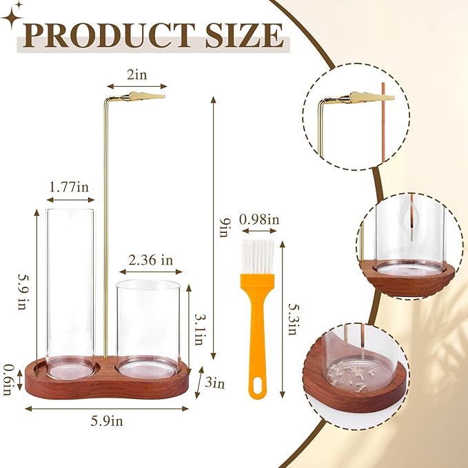 2 in 1 Incense Holder for Sticks with Glass Ash Catcher, Anti-Ash Flying Upside Down Insence Stick Burner, Modern Vertical Inscents-Sticks Holder for Yoga Spa Meditation Home Decor