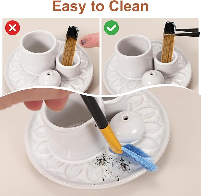 uxcell Incense Burner, 4 in 1 Ceramic Incense Holder Santo Holder Ash Catcher & Candle Holder Decorative Bowl for Meditation Stick Aromatherapy Yoga, White