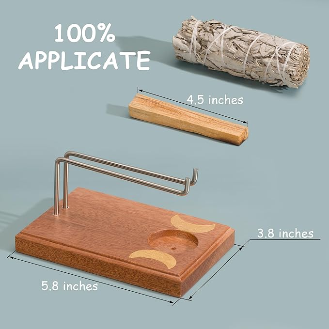 ZenBless Palo Santo and Sage Holder Natural Wood Incense Burner Holder for Palo Santo & Sage Smudge Sticks, Lasting Burning Sage Holder for Burning Bowl, Ideal for Spiritual Meditation Gift