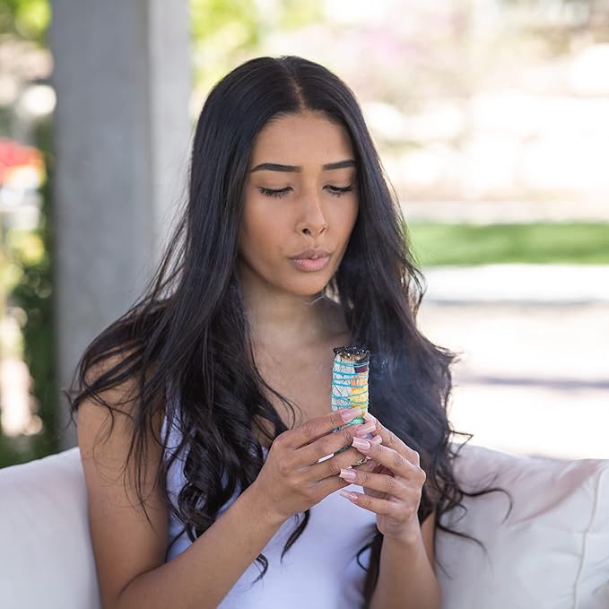 Chakra Sage Smudge Sticks 4 Inch | Natural Flower White Sage Smudging Wands | Bulk Quantities for Home Cleansing, Meditation, & Smudging Rituals | Sustainably Sourced California White Sage