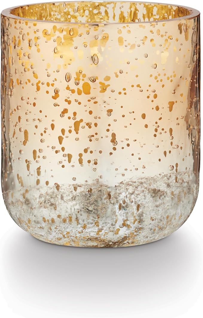 ILLUME Noble Holiday Winter White Small Crackle Glass Candle