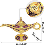 Vintage Aladdin Genie Lamp Cone Incense Holder,Legend Magic Lamp Incense Burner Arabian Costume Props,Wishing Light for Home Decor Birthday Party Wedding Purple