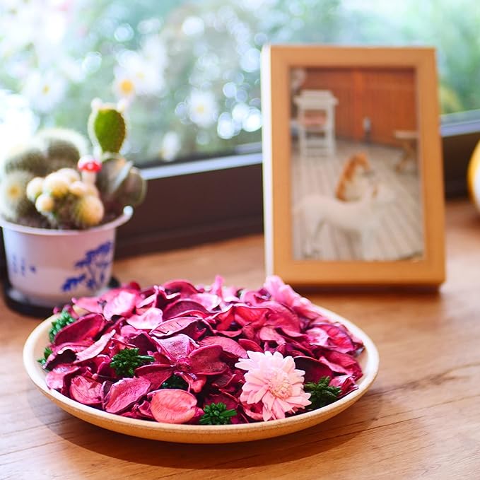 Potpourri Bags, Pink Potpourri Bowl Filler,Rose Scented Dried Flowers, Home Fragrance Sachet Petal(Blush Rose)