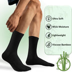 +MD Crew Socks for Men 6 Pairs, Viscose Bamboo Socks, Mens Dress Socks with Soft Cushioned, Smell Control, Black White