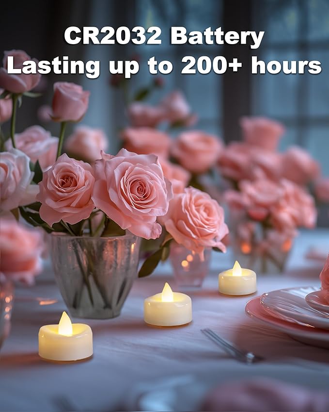 5plots Flameless Candles, 24Pcs Tea Lights Candles Battery Operated, Flameless Tealight Candles Flickering, Electric Tea Lights Votive Candles - White - 1.5" x 1.25"