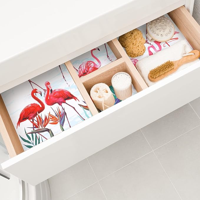 10 Sheets Drawer Liners for Dresser Scented Drawer Liners Non Adhesive Scented Paper for Fragrant Home Shelf Closet(Violet Scent,Flamingo)