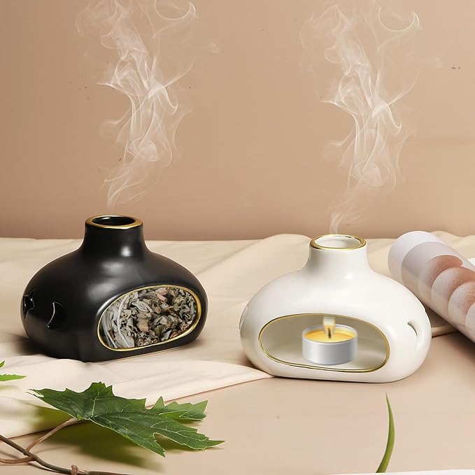 uxcell Incense Burner, Ceramic Incense Holder Santo Holder Ash Catcher with Cleaning Brush Tweezer Decorative Bowl for Meditation Stick Aromatherapy Yoga, Colorful