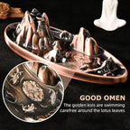 wellsee Incense Burner - Incense Waterfall Fountain Backflow Incense Holder with Sticks Holder & Cones, Tweezers, Box