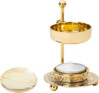 Handmade Gold Brass Incense Burner/Incense Censer with Sieve – Adjustable Height 4.33 Inch Adjustable Incense Heater for Aromatherapy with Tea Light Included