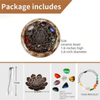 Incense Stick Holder - Ceramic Incense Burner， Crystal Lotus Incense Holder, Incense Burner for Cone, Coil, Sage Cones, Frankincense, and Palo Santo