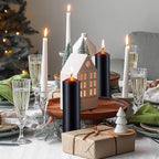 MTLEE 18 Pcs Set of 3 Pillar Candles Bulk 2 in x 3, 6, 8 Long Burning Clean Unscented Smokeless Pillar Candles for Wedding Emergency Lanterns Ceremony Party(Black)