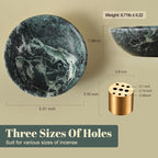 Koville Natural Marble Incense Holder, Incense Holder for Sticks with 9 Holes, Handmade Incense Burner Ash Catcher for Meditation Yoga SPA, Balsam Fir/Palo Santo/Sage/Cone (Green)