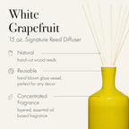 LAFCO New York Signature Reed Diffuser, White Grapefruit - 15 oz - Up to 9 Months Fragrance Life - Reusable, Hand Blown Glass Vessel - Natural Wood Reeds - Made in The USA