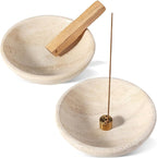 Travertine Incense Holder 2PCS, Natural Marble Incense Holder for Sticks with 9 Incense Holes, Sturdy Incense Burner Ash Catcher, Ideal for Meditation, Relaxing