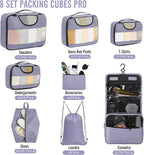 Veken 8 Set Packing Cubes for Travel Essentials, Suitcase Organizer Bags in 4 Sizes, Carry-On Luggage Accessories with Large Laundry & Hanging Toiletry Bag, Must-Have for Airplane, Road Trip & Camping
