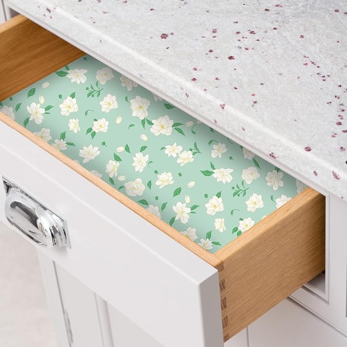 SCENTORINI Jasmine Scented Drawer Liners, 6 Sheets Fragrant Paper Liners Non-Adhesive Paper Sheets for Home Closet, Dresser Drawers, for Home Decor