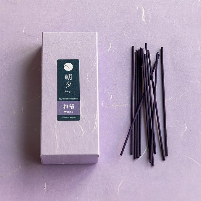 Asayu Japanese Low Smoke Incense Sticks Wagiku Japanese Chrysanthemum Scent (40gr), Made in Japan Quality (Wagiku Japanese Chrysanthemum 40gr)