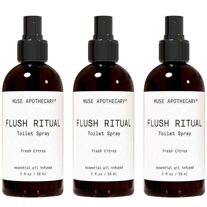Muse Apothecary Flush Ritual - Aromatic & Refreshing Toilet Spray, Use Before You Go, 2 oz, Infused with Natural Essential Oils - Fresh Citrus, Pack of 3