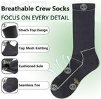 +MD Crew Socks for Men 6 Pairs, Viscose Bamboo Socks, Mens Dress Socks with Soft Cushioned, Smell Control, Black White
