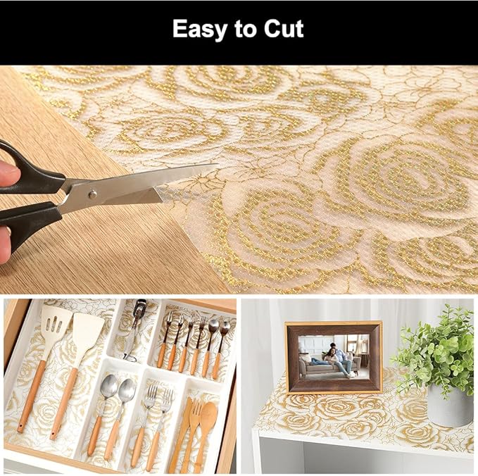 Cooyes Shelf Liner – Premium Non-Adhesive Cabinet & Drawer Liner for Kitchen – Waterproof Shelf Paper with Modern Pattern – Durable EVA Cabinet Mat – Easy to Cut
