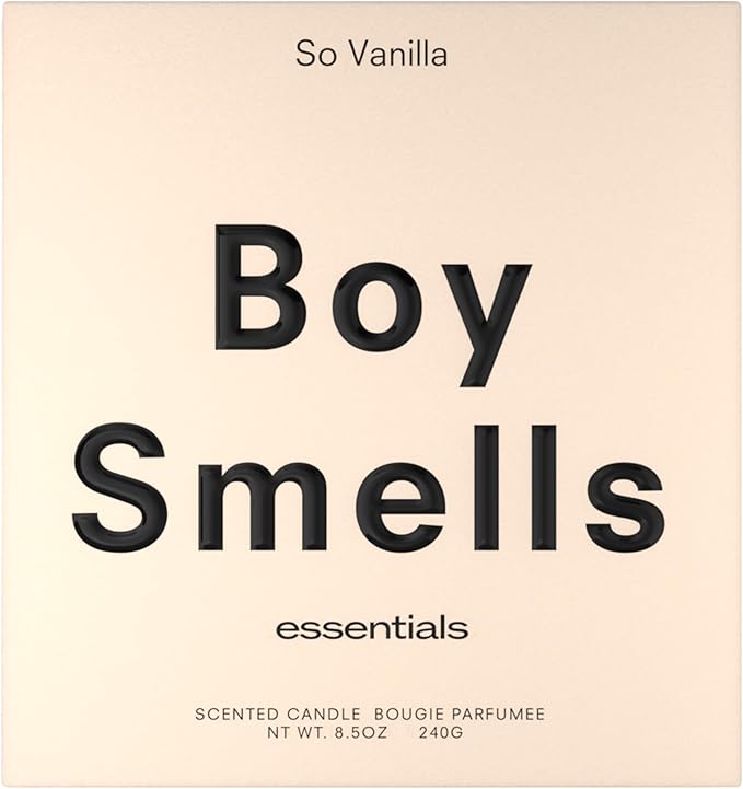 Boy Smells So Vanilla Candle - 8.5 oz - Aromatic Candle for Home with Almond Blossom, Vanilla and Amber - Up to 50-Hour Burn - Cotton Wick