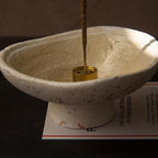 Handmade Rustic Terracotta Incense Holder, Wabi‑sabi Ceramic Palo Santo& Sage Sticks Bowl, Minimalist & Retro Blow, A Spiritual Decor for Yoga&Meditation (Off-White)