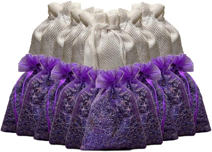 Cedar Chips and Lavender Sachets (20 Pack) - Stop Clothes Damage - Cedar and Lavendar Home Fragrance Sachets for Drawers and Closets