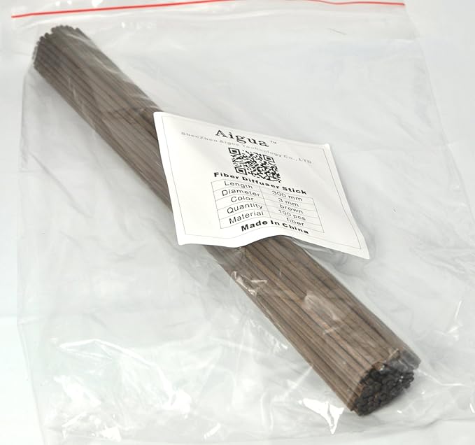 100 Pieces Fiber Reed Diffuser Replacement Refill Sticks (12" x 3mm, Brown)