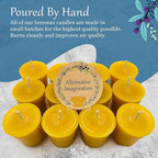 4 Pack of Beeswax Votive Candles - 100% Pure, Natural Beeswax with Natural Light Honey Scent - 15 Hour Burn - Alternative Imagination