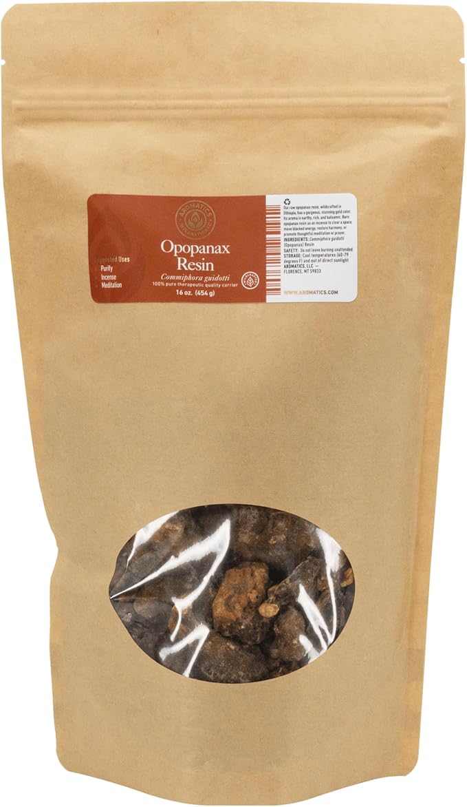 Aromatics International Opopanax Resin 16oz | Natural Resin for Aromatherapy, Essential Oils, Incense, and Healing | Therapeutic Grade