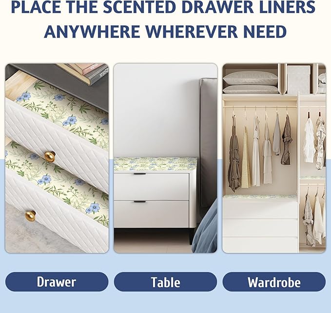 SCENTORINI Fresh Linen Drawer Liners Shelf Liners, 14.3 x 19.6 Inch 6 Sheets, Scented Drawer Liners for Dresser Bedroom Home Shelf Closet