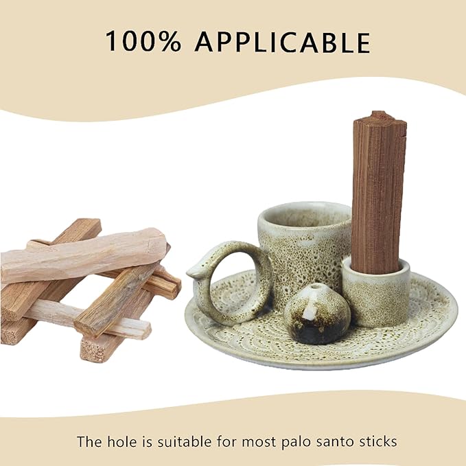 4 in 1 Incense Burner Holder for Sticks, Palo Santo Sticks Holder, Candle and Sage Holder for Burning Ceramic Ash Catcher Tray for Meditation Yoga Room Home Decor (Gray)