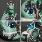 Dragon Waterfall Incense Burner,Backflow Incense Burner with 20 Incense Cones and 30 Incense Sticks，Ceramic Incense Cone Holder Used for Relaxation, Meditation, and Home Decoration (Green)