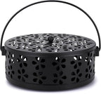 Mosquito Coil Holder Indoor Outdoor Portable Incense Coil Burner for Patio Camping (Black)