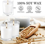 48 Pack White Unscented Clear Glass Filled Votive Candles. Hand Poured Wax Candle Ideal Gifts for Aromatherapy Spa Weddings Birthdays Holidays Party (White)