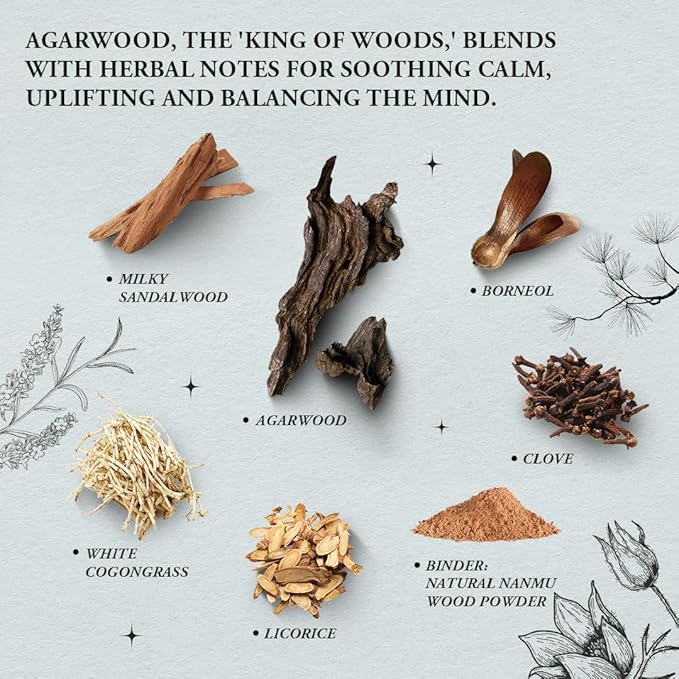 Deep Sleep & Relaxation - Innergy Agarwood Incense Sticks, Natural Eaglewood Blend for Deep Sleep, 50 Min Burn