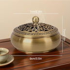 Copper Incense Burner with Stick Holder, Incense Stick Holder Cone Coil Holder with Fireproof Cotton for Madiation Yoga Spa Home Office Decor (Brass)