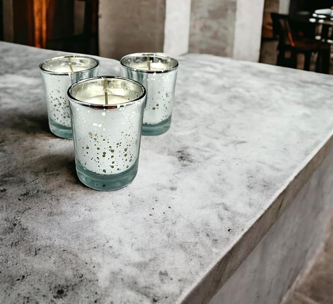 Mister Candle - Citronella Scented Silver Mercury Filled Glass Votive Candles Jar with Soy Wax, Perfect Home Decoration, Wedding Favors Hand Poured in USA (Set of 12) (Citronella)