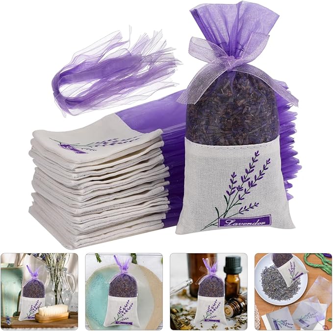 Sachet Bag，30 Pcs Empty Sachets Bag Lavender Flower Printing Fragrance (Light Purple)