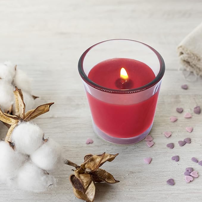 20 Packs Red Votive Candles with Clear Glass Holder, 1.8 Oz Unscented Soy Wax Candle for Home Decoration