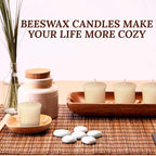 Pure Beeswax Votive Candles, Pack of 10 - Natural Unscented Beeswax Candles for Family Parties and Birthday Gifts (Ivory)