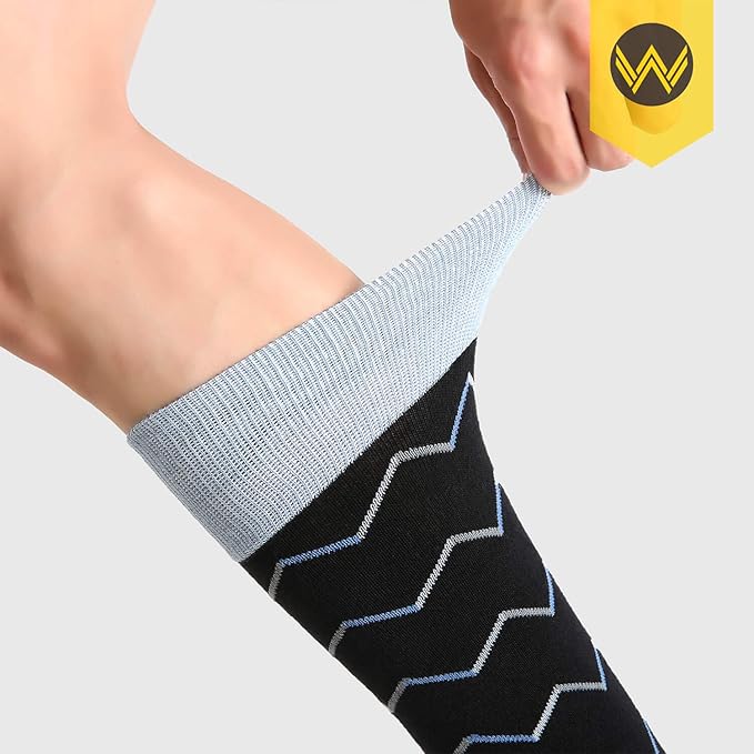 WANDER Men's Dress Socks Cotton Thin Classic Lightweight Socks 6/8 Pairs Solid & Patterned Soft Breathable Socks