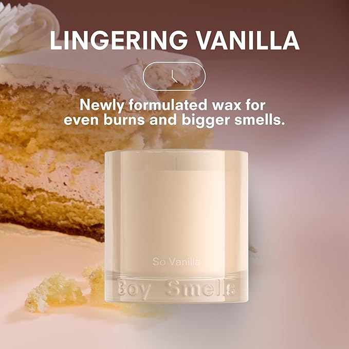 Boy Smells So Vanilla Candle - 8.5 oz - Aromatic Candle for Home with Almond Blossom, Vanilla and Amber - Up to 50-Hour Burn - Cotton Wick