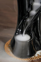 Unique Cloud Stairs Ceramic Waterfall Incense Holder, Paired with a Pack of Backflow Incense Cones. (Black)